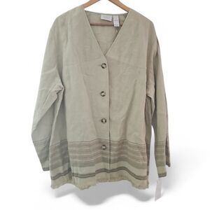 Liz Claiborne 100% Linen Jacket NWT Plus Sz 22W Vintage Resort Cruise Travel Top